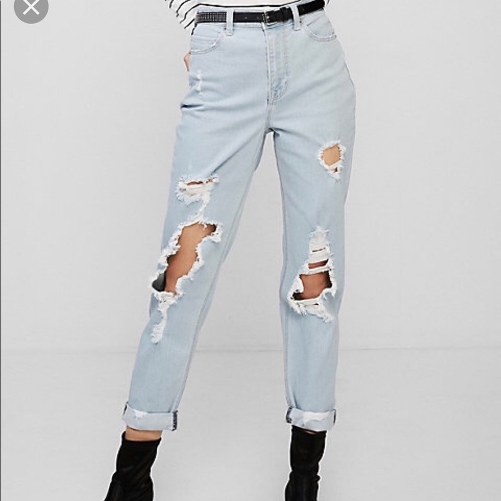 Express girlfriend jeans with holes